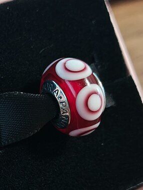 Authentic Pandora Red Murano Stepping Stones Charm 790909